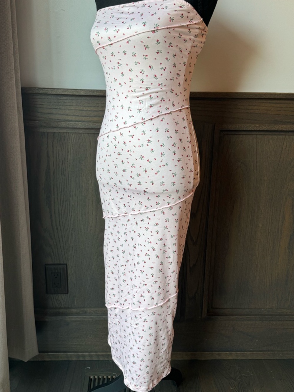 Milumia Strapless Pink Floral Midi bodycon Dress NWT Small - Picture 6 of 7